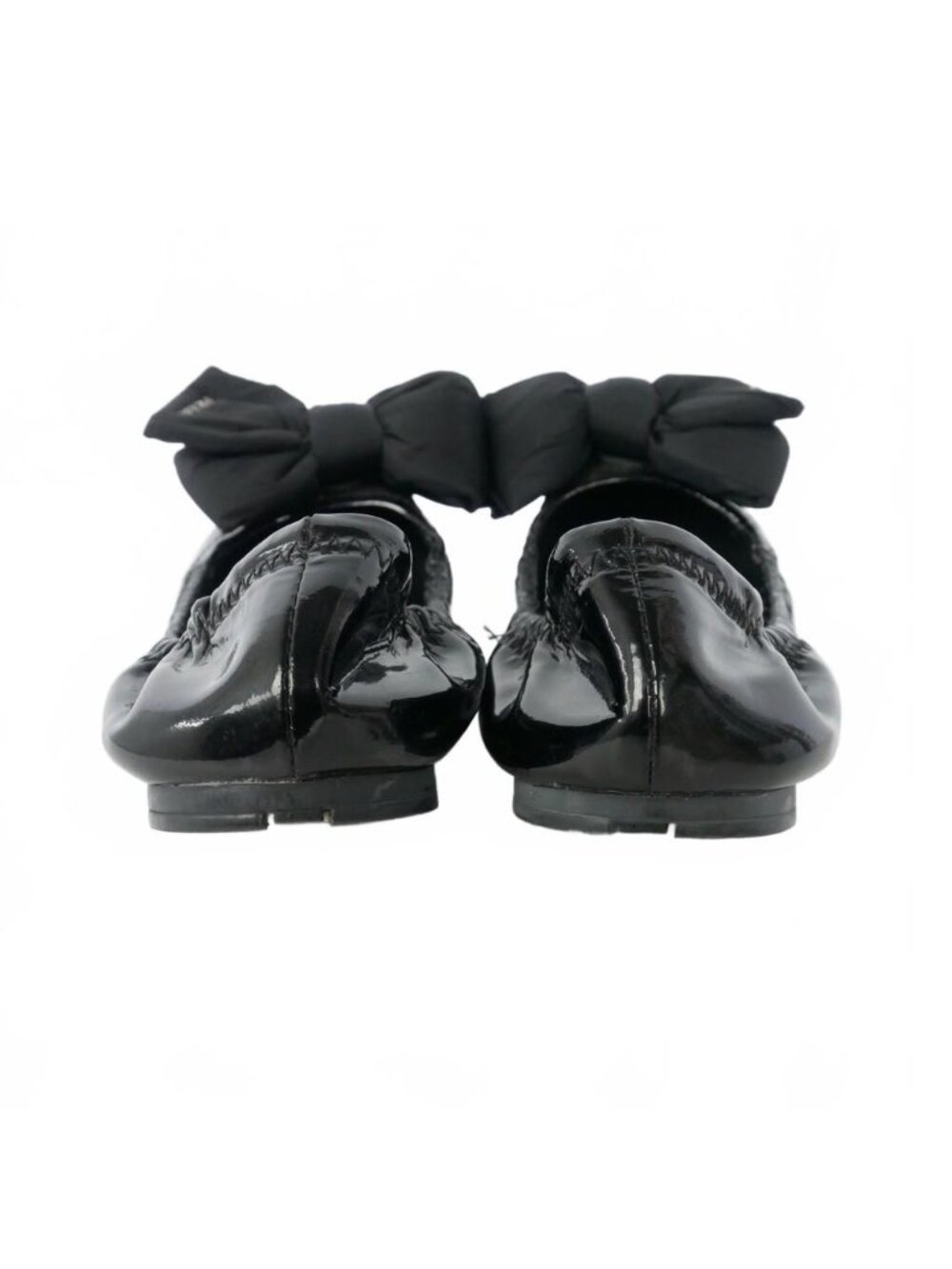 Prada Ribbon Ballet Shoes Flat Enamel 36 Black - Picture 3 of 9